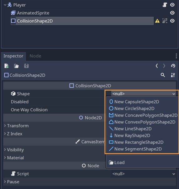 Once you add node of those types of nodes, you can select the shapes.